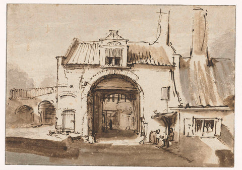 View of the Utrechtse Poort in Amersfoort, Seen from the Town, Rembrandt van Rijn (copy after), in or after c. 1640 Canvas Print