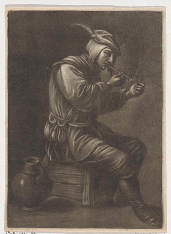 Man lights his pipe, anonymous, 1627 - 1658 Canvas Print