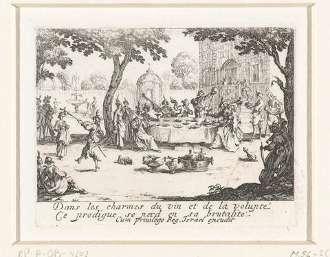 The prodigal son forbrases his money, Jacques Callot, 1635 Canvas Print