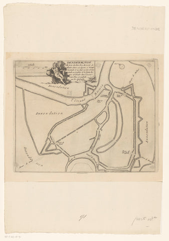 Fortress map of Dendermonde, anonymous, 1690 - 1702 Canvas Print