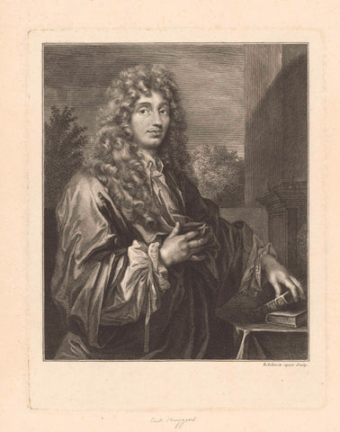 Portret van Christiaan Huygens, Gerard Edelinck, 1687 - 1688 Canvas Print