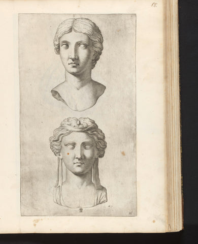 Busts of Faustina the Younger and an unknown woman, Michel Natalis, 1636 - 1647 Canvas Print