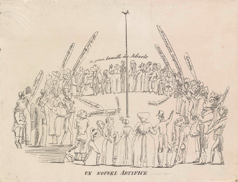 Cartoon on the failure of the fireworks at the celebration of the 450th anniversary of the Sacrament of Miracle, 1820, anonymous, 1820 Canvas Print