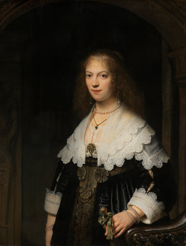 Portrait of a Woman, Possibly Maria Trip, Rembrandt van Rijn, 1639 Canvas Print