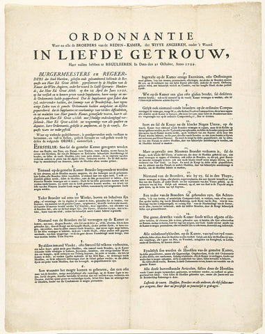 Reglementen voor de Haarlemse rederijkerskamer De Witte Angieren, 1709, anonymous, 1709 Canvas Print