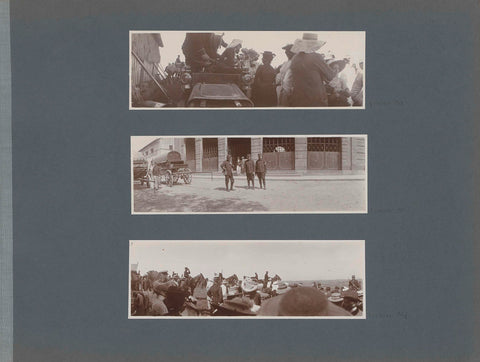 Soldiers in a car near a haystack surrounded by women in France, anonymous, 1902 Canvas Print