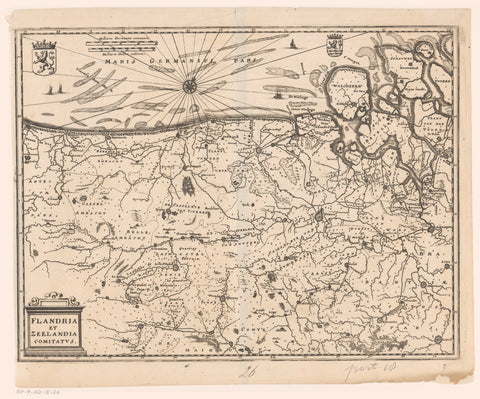 Map of the counties of Flanders and Zeeland, Caspar Merian, 1654 - c. 1700 Canvas Print