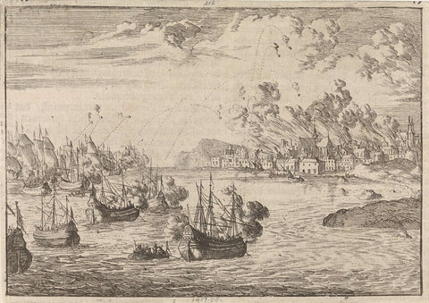 Bombing of Dieppe, 1694, Caspar Luyken, 1698 Canvas Print