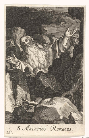 Saint Macarius Romanus of Mesopotamia as a hermit, Boetius Adamsz. Bolswert, 1619 Canvas Print