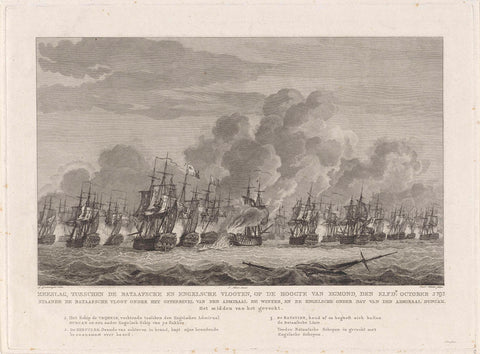 Battle of Kamperduin (centre), 1797, Reinier Vinkeles (I), 1798 Canvas Print