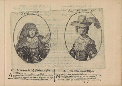 Portraits of the courtesans named Signora Isabella and Schone Mayken, Crispijn van de Passe (II), 1635 Canvas Print