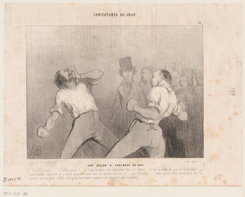 Caricature of two boxing men, Honoré Daumier, 1844 Canvas Print