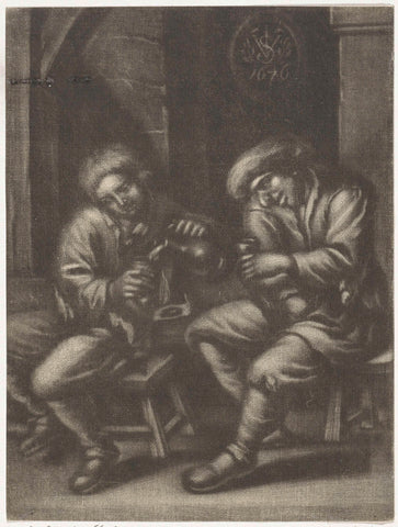 Drinking men, Jan van Somer, 1676 Canvas Print