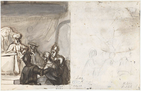 Two studies for Solomon's judgment, Moses ter Borch, 1660 - 1667 Canvas Print