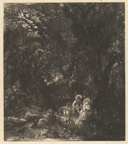 Rest on the Flight into Egypt, Rodolphe Bresdin, 1871 Canvas Print