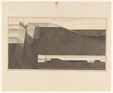 Two profiles with a reinforcement plan for the seawall east of Muiden, 1703, anonymous, 1703 Canvas Print