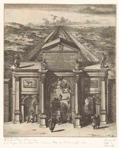 Illustration for 'De zee-straet van 'sGraven-hage op Scheveningh.' by Constantijn Huygens, Romeyn de Hooghe, 1667 Canvas Print