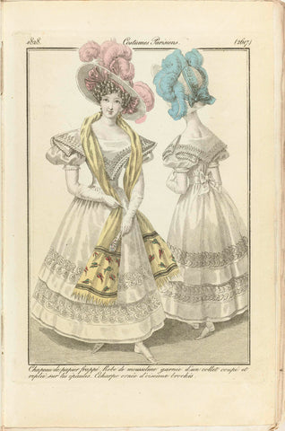 Journal des Dames et des Modes 1828, Costumes Parisiens (2617), anonymous, 1828 Canvas Print