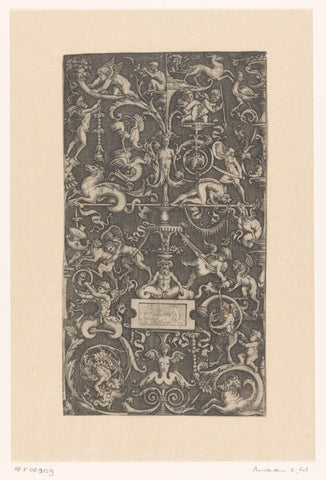 Ornamenteel paneel met grotesken, Agostino Veneziano, 1500 - 1536 Canvas Print