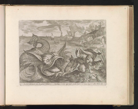 Jonah Spit Out by the Fish, Antonie Wierix (II), 1585 Canvas Print