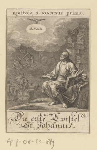 Apostle John writes his epistle, anonymous, 1697 Canvas Print