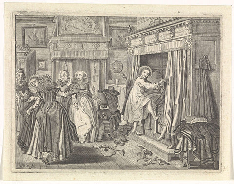 Bedroom scene, Cornelis van Kittensteyn, 1629 Canvas Print