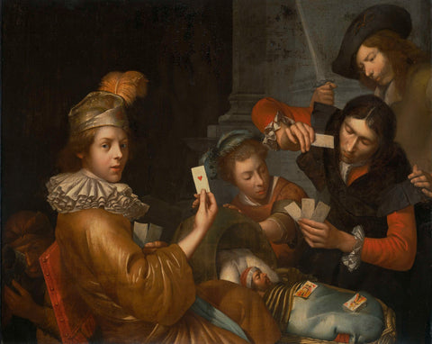 The Card Game on the Cradle: Allegory, Johannes van Wijckersloot (attributed to), 1643 - 1683 Canvas Print