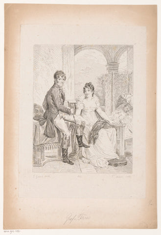 Portrait of Moritz von Fries and his wife, Pierre Michel Adam, 1852 Canvas Print