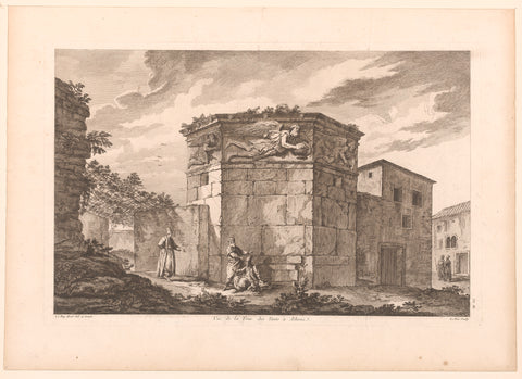 Gezicht op de Toren van de winden (Horologium van Andronicus van Cyrrhus), Jacques-Philippe Le Bas, 1758 Canvas Print