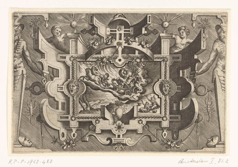 Cartouche with a representation of the robbery of Proserpina, Pieter van der Heyden, 1566 Canvas Print