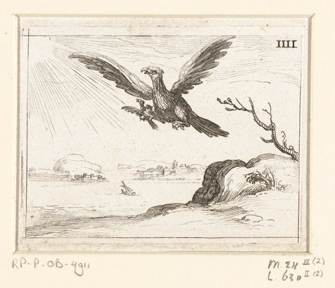 Eagle with young, Jacques Callot, 1646 Canvas Print