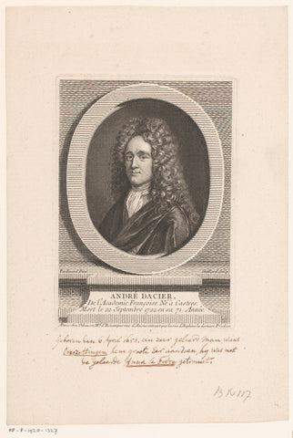 Portrait of André Dacier, René Gaillard, 1755 - 1765 Canvas Print