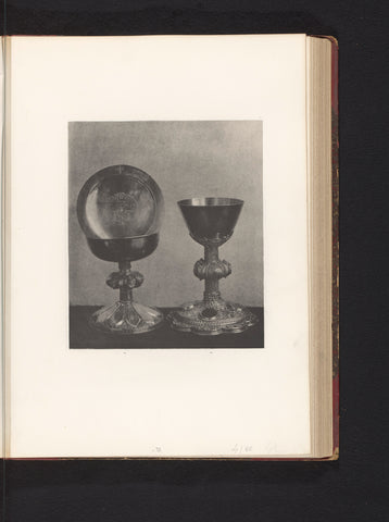 Two chalices and a pateen, exhibited at an exhibition on religious objects from the Middle Ages and Renaissance in 1864 in Mechelen, Joseph Maes, 1864 - in or before 1866 Canvas Print