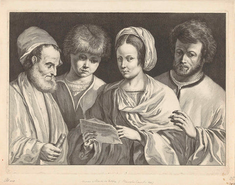 Four musicians, Jeremias Falck, 1655 - 1677 Canvas Print