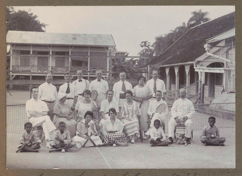 European company on a tennis court in Suriname, anonymous, c. 1923 Canvas Print