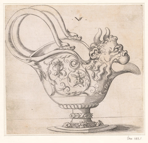 Design for a jug with lion's head as a spout, Virgil solis, 1524 - 1562 Canvas Print