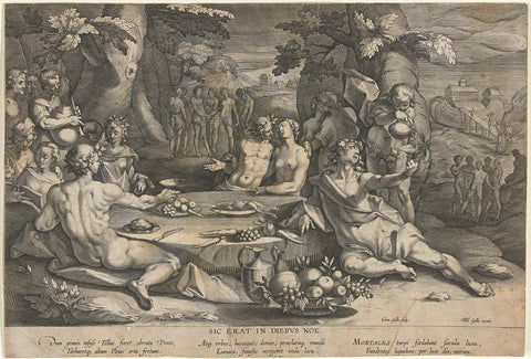 Sinful life in the days of Noah, Cornelis Galle (I), 1586 - 1612 Canvas Print