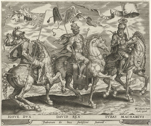 Joshua, David and Judas the Maccabeeër, Harmen Jansz Muller, 1565- 1569 Canvas Print