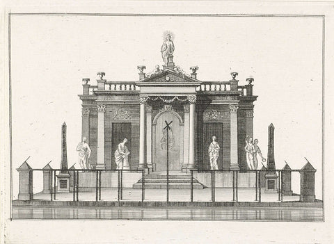 Stage for the fireworks at the celebration of the Second Centenary of the Leiden University of Applied Sciences, 1775, anonymous, 1775 Canvas Print