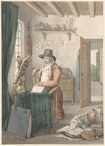 Portrait of the artist Jacob Smies in a studio with works of art, Jacob Willemz. the Fox, 1795 Canvas Print