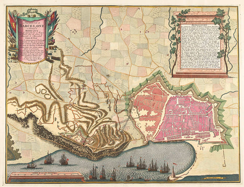 Map of the Siege of Barcelona, 1706, Pieter van Call (II), 1706 Canvas Print