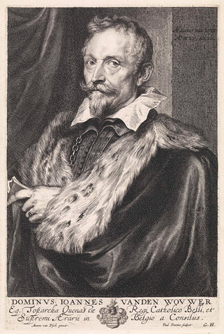 Portrait of Jan van den Wouwer, at the age of 58, Paulus Pontius, 1632 Canvas Print