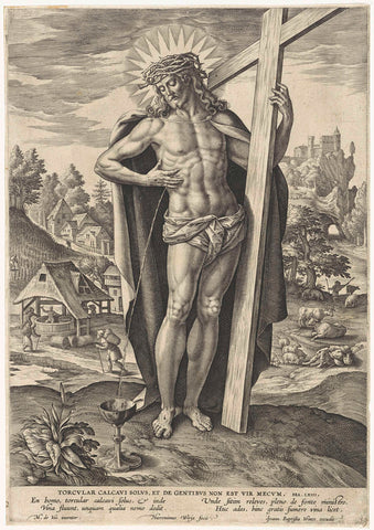 Bloed van Christus stroomt uit zijn kruiswond, Hieronymus Wierix, 1563 - before 1611 Canvas Print