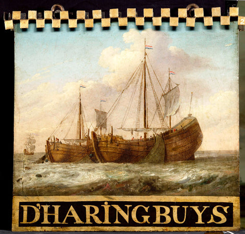 Sign, both sides painted with Herring Boats, anonymous, 1700 - 1799 Canvas Print