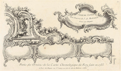 Title print for a series with ornamental edges and frames, Gabriel Huquier, Juste Aurèle Meissonnier, 1738 - 1749 Canvas Print