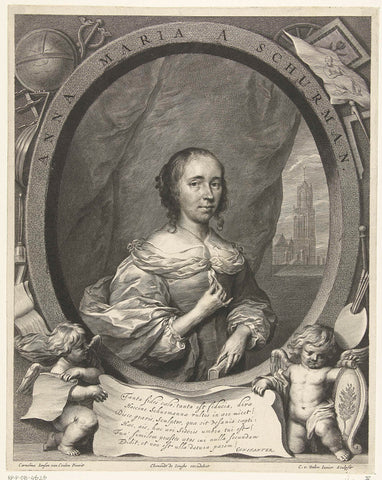 Portrait of Anna Maria van Schurman, Cornelis van Dalen (II), 1648 - 1664 Canvas Print