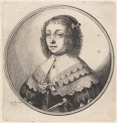 Woman with large lace collar and curly hair, Wenceslaus Hollar, 1647 Canvas Print