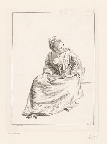 Sitting woman with range, François Boucher, 1728 Canvas Print