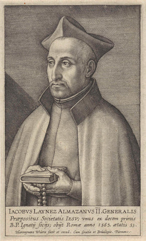 Portrait of the Jesuit Jacobus Laynez, Hieronymus Wierix, 1615 - 1619 Canvas Print