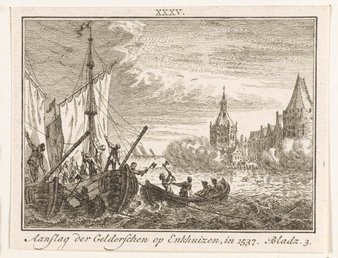 Gelderse troops attack Enkhuizen, 1537, Simon Fokke, 1782 - 1784 Canvas Print